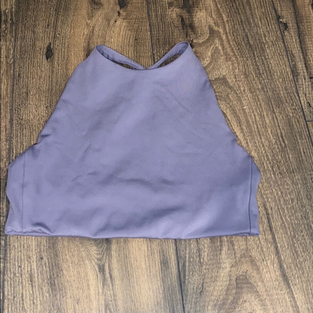 girlfriend collective lavender high-neck sports bra